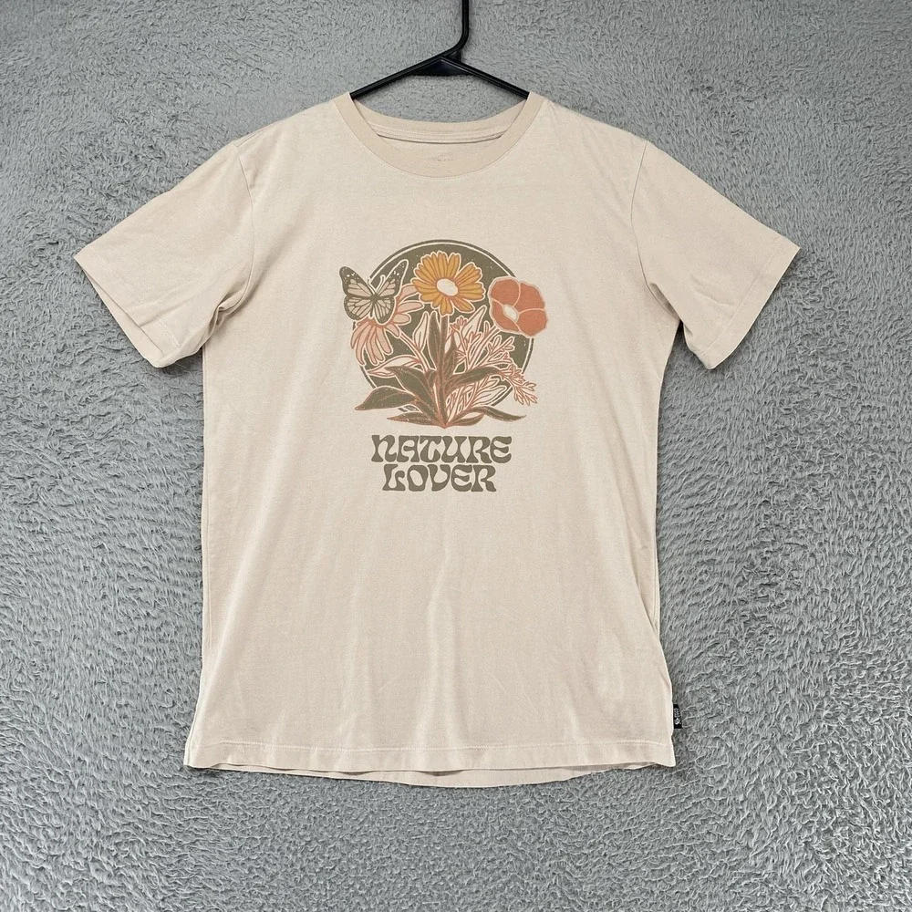 Mountain Hardwear T-Shirt Womens Small Beige Nature Lover Floral Graphic Tee